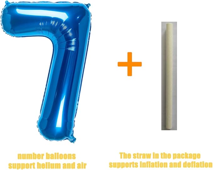 32 Inch Blue Number 7 Balloons Foil Ballon Digital Birthday Party Decoration Supplies (Blue Number 7 Balloon)
