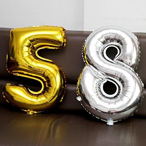 Glanzzeit 16 Inch Gold Balloons Decor Letters A to Z Numbers 0 to 9 for Wedding Prom Birthday Party (Number 5)