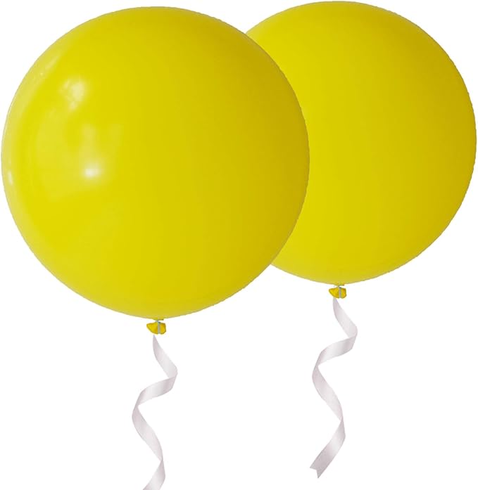 Giant Thick Balloons 36 inch Yellow Big Round Latex Balloons 6 Packs for Party Decorations