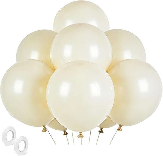 Cream Balloons 30 Pack 18 inch Latex Party Neutral Round Beige Sand White Balloons for Birthday Wedding Baby Shower Gender Reveal Party Decoration
