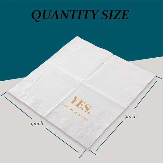 Funny Cocktail Napkins 100Pcs Funny Quotes Saying Disposable Paper Party Napkins 4.5 x 4.5 Two-ply (Yes That’s What She Said Napkins)