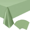 12 Pack Plastic Sage Green 54 X 108Inch Disposable Easter Scalloped Table Cloth, Waterproof Covers for Rectangle Table – Spring BBQ Picnic Wedding Bridal Shower Baby Shower Tea Party