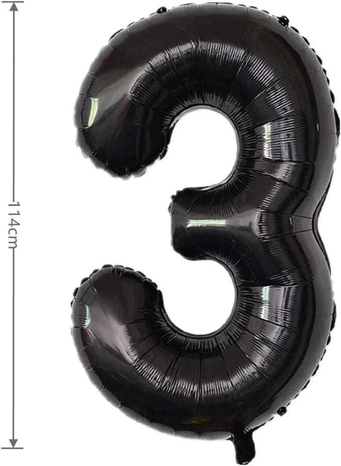 40 Inch Large Foil Helium Number Balloon Birthday Wedding Party 0-9 (Black, 3)