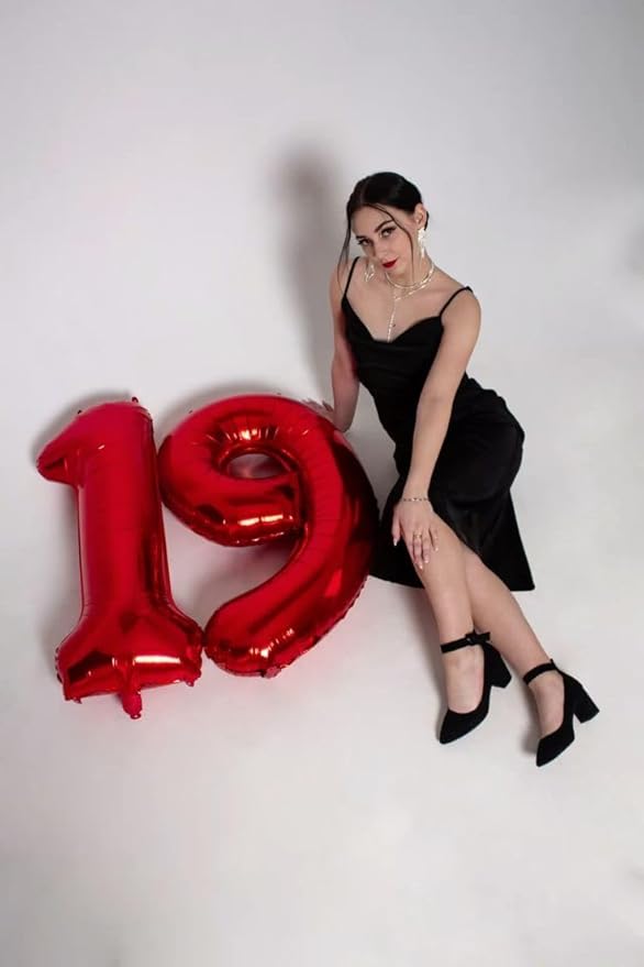 Number 16 Balloons, 40 Inch Balloons for Woman Man 16th Red Birthday Party Decoration, Foil Number Ballon for 16, 61 Valentine's Day, Anniversary, Bridal Shower, Graduation