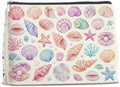 Beach Makeup Bag Colorful Ocean Seashell Starfish Makeup Bag Seaside Vacation Essential Gifts for Girls Mom Beaches Party Gifts for Women