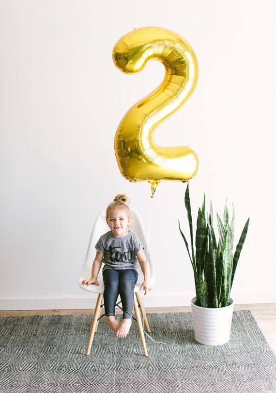 Gold Number 4 Balloon 40 Inch, 4 Balloon Number, 4th Birthday Decorations, Gold Party Supplies for Boys Girls