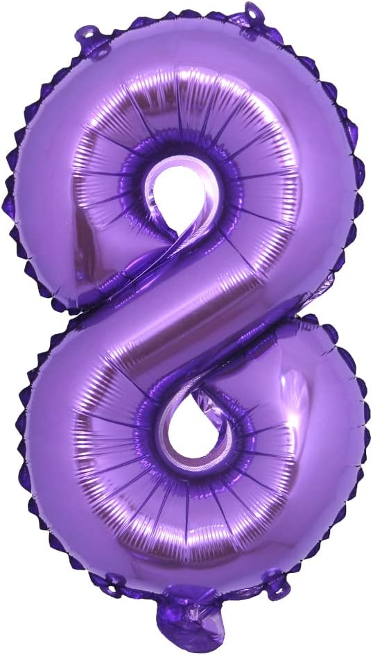 16 inch Purple Alphabet Letter and Number Balloons Set Package, Aluminum Hanging Foil Film Banner Mylar Balloon for Birthday Party Decoration Custom Word (A-Z, 0-9) (16 Inch Purple 8)