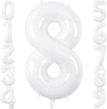 White Number Balloons 40 Inch Helium Mylar Number 8 Balloon for Birthday Party Anniversary Decoration (White, 8)