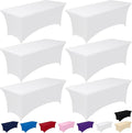 Pureegg Spandex Tablecloth 4ft - 6 Pack, Fitted and Stretch Table Cover for Rectangle Tables, Wrinkle-Resistant and Secure Fabric for Outdoor, Picnic, Party, Wedding, Banquet and Birthday, White