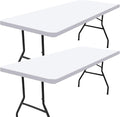 Smiry 2 Pack Rectangle Picnic Table Cloth, Waterproof Elastic Fitted Tablecloths, Washable Polyester Rectangular Patio Table Cover for Camping, Indoor and Outdoor (White, 30"x96")