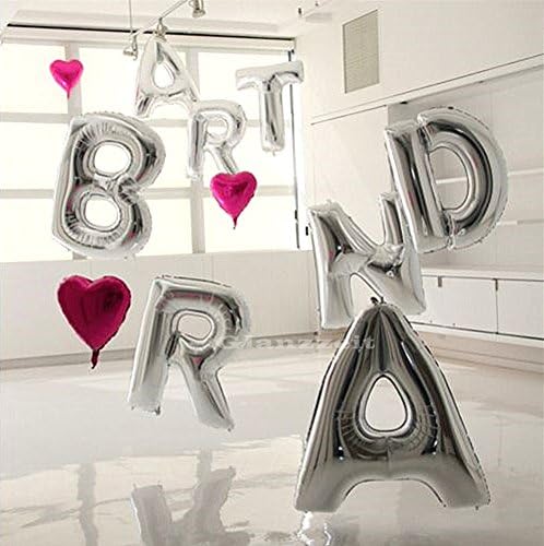 Glanzzeit 16 Inch Silver Foil Balloons Letters A to Z Numbers 0 to 9 for Prom Wedding Birthday Party Decor (Letter B)
