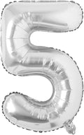 40 inch Letter Balloons Silver Alphabet Number Balloon Foil Mylar Party Wedding Bachelorette Birthday Bridal Shower Graduation Anniversary Celebration Decoration can fly with helium (number 5)