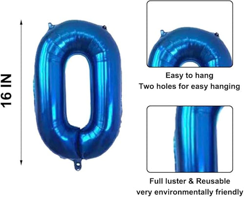 10 pcs 16inch Number Navy Blue Mylar Balloons, 0~9 Blue Navy Foil Balloons for Birthday Wedding Party Decorations Number Balloons