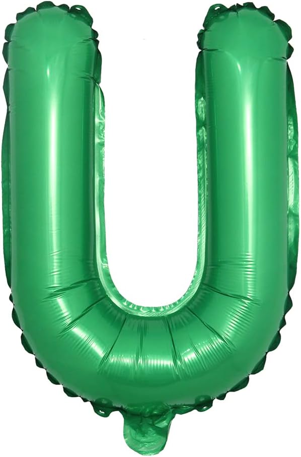 16 inch Green Alphabet Letter and Number Balloons Set Package, Aluminum Hanging Foil Film Banner Mylar Balloon for Birthday Party Decoration Custom Word (A-Z, 0-9) (16 inch Green U)