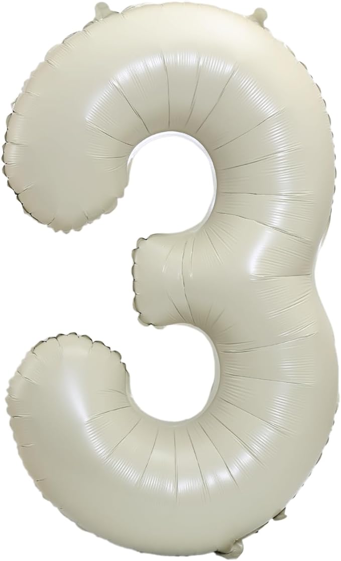 40 Inch Large Foil Helium Number Balloon Birthday Wedding Party 0-9 (Ivory, 3)