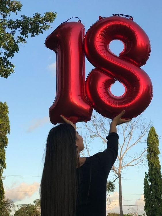 Red Number 8 Balloon 40 Inch, 8 Balloon Number, 8th Birthday Decorations, Red Party Supplies for Boys Girls