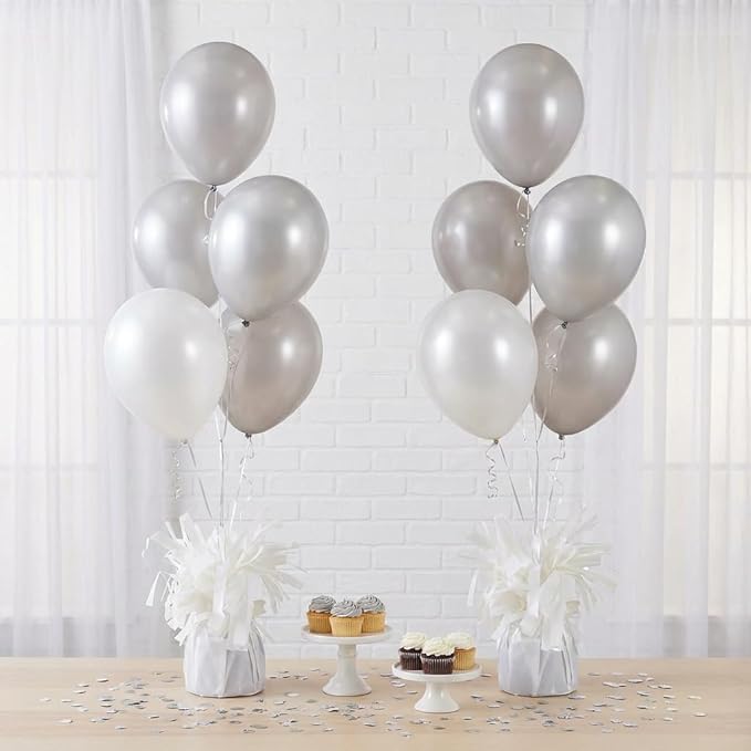 Aluminum Foil Balloon Weights for Parties (24 pcs) - 0.31lb (140g) Each - Premium Balloon Anchors for Birthday, Wedding, Dinner, Indoor & Outdoor Decorations(White 24pcs)