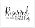 Andaz Press Wedding Party Signs, Formal Black and White, 8.5-inch x 11-inch, Reserved for the Bridal Party, 1-Pack