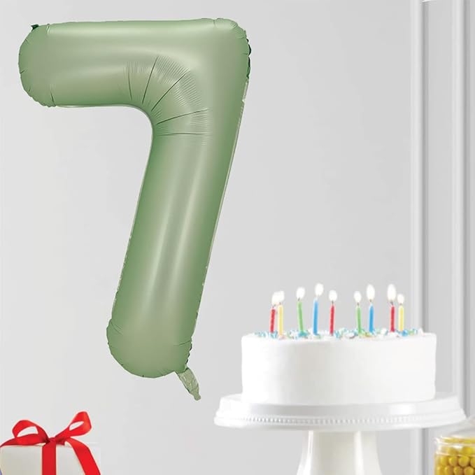 Number 7 Balloon, Large number balloons 40 inch, 7th Birthday Party Decorations 7 Year Old Birthday Sign Decor, Sage Green