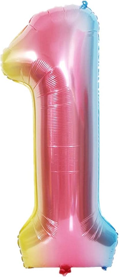 YPSelected 40 Inch Gradient Color Large Foil Helium Number Balloon Birthday Wedding Party 0-9 (Rainbow, 1)