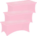 Fixwal 3 Pack Pink Table Cloths Rectangle 8FT, Tablecloths Rectangular Stretch Spandex Fitted Table Covers 8ft for Parties, Trade Shows, Banquet, Weddings, Buffet, Graduation