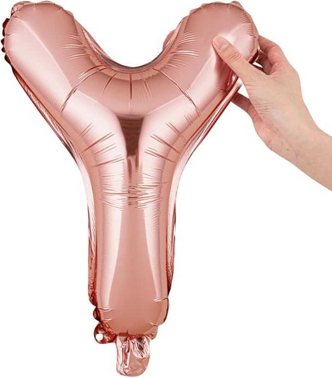 Restaurantware-Balloonify 16 Inch Letter Balloon, 1 Alphabet Party Balloon - Letter Y, Self-Sealing, Rose Gold Foil Mylar Finish, Hanging Loop, Decoration For Birthday, Wedding, Or Graduation