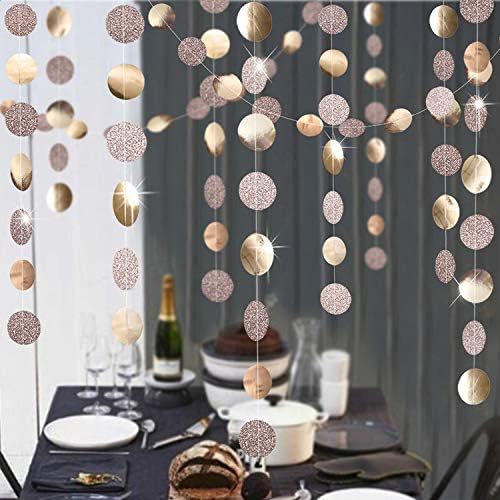 Shining Champagne Hanging Garland Streamer Glitter Bunting Banner Backdrop for Wedding Baby Shower Birthday Xmas Decor - 40 Feet