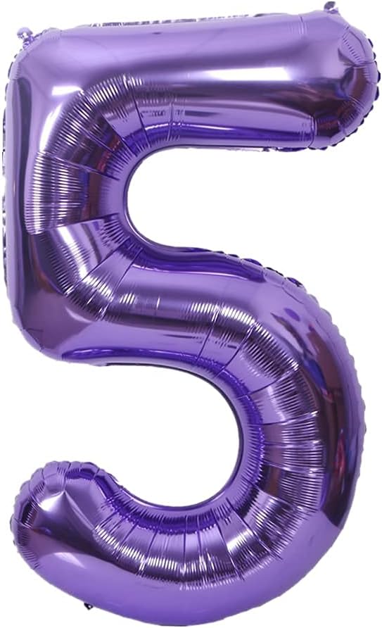 40 Inch Large Foil Helium Number Balloon Birthday Wedding Party 0-9 (Purple, 5)