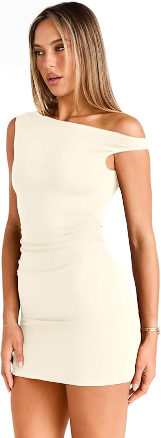 Trendy Queen Womens Mini Summer Dresses 2026 Going Out Off The Shoulder Bodycon Sexy Party Club Spring Fashion Outfits