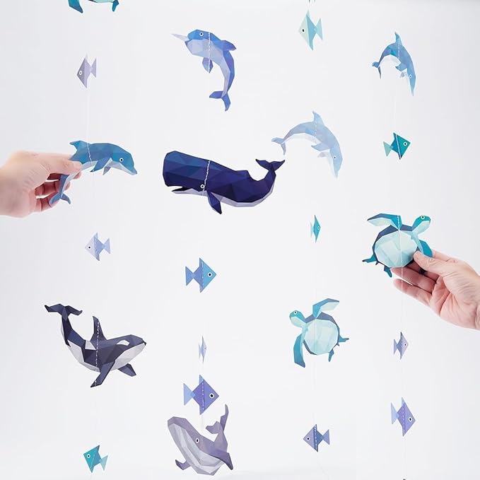 Cheerland Sea Animal Birthday Decorations Under The Sea Party Decorations Whale Party Ocean Creature Garland Hanging Geometric Nautical Turtle Orca Garland Ocean Party Marine Life Aquarium Classroom