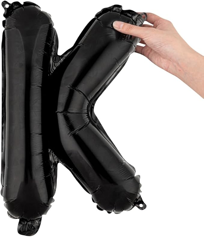 Restaurantware Balloonify 16 Inch Letter Balloon 1 Alphabet Party Balloon - Letter K Self-Sealing Black Foil Mylar Balloon Hanging Film Decoration For Birthday Wedding Or Graduation