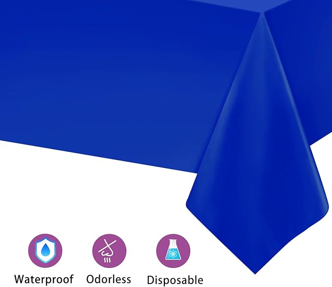 Kopokita 6PCS Royal Blue Plastic Tablecloths 54 x 108 Inch, Disposable Table Cloths Rectangle Party Table Covers