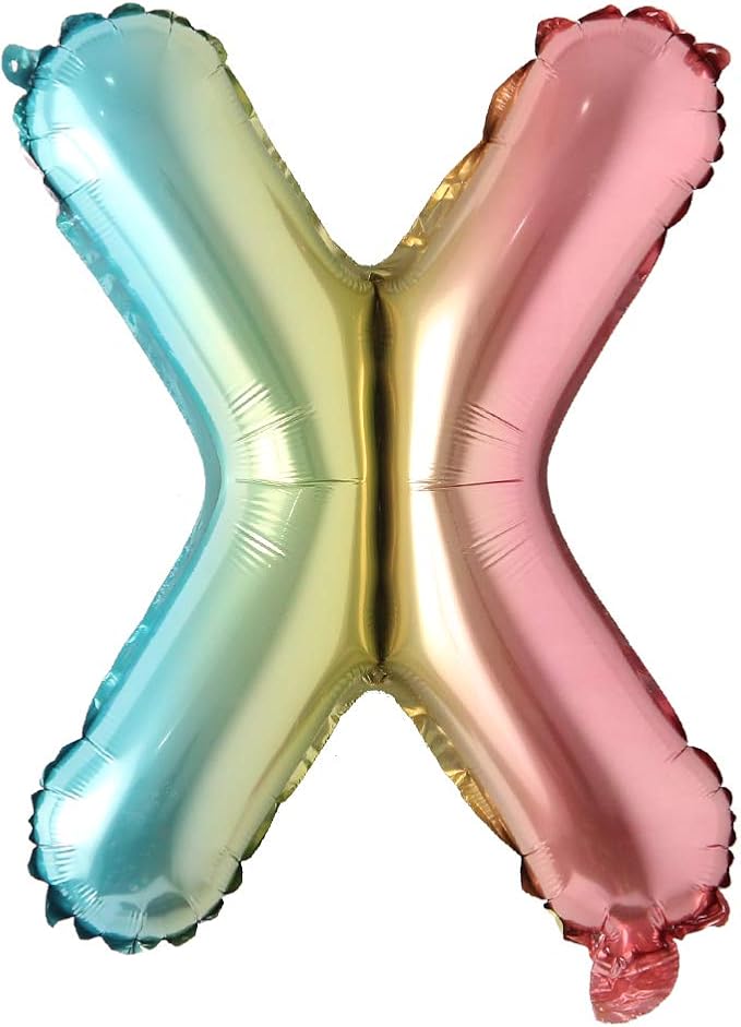 16 inch gradient rainbow Letter number balloons unicorn party foil balloon baby shower 1 birthday party decorations kids numbers Air ball (16 Inch Rainbow X)