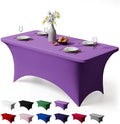 Trlyc 1 Pack 6FT Spandex Table Cloth - 72 x 30 Inch Rectangular Stretch Tablecloth, Wrinkle Resistant Scretch Table Cover for Wedding, Party, Banquet, Picnic, Outdoor Decoration (1Pcs,Purple)