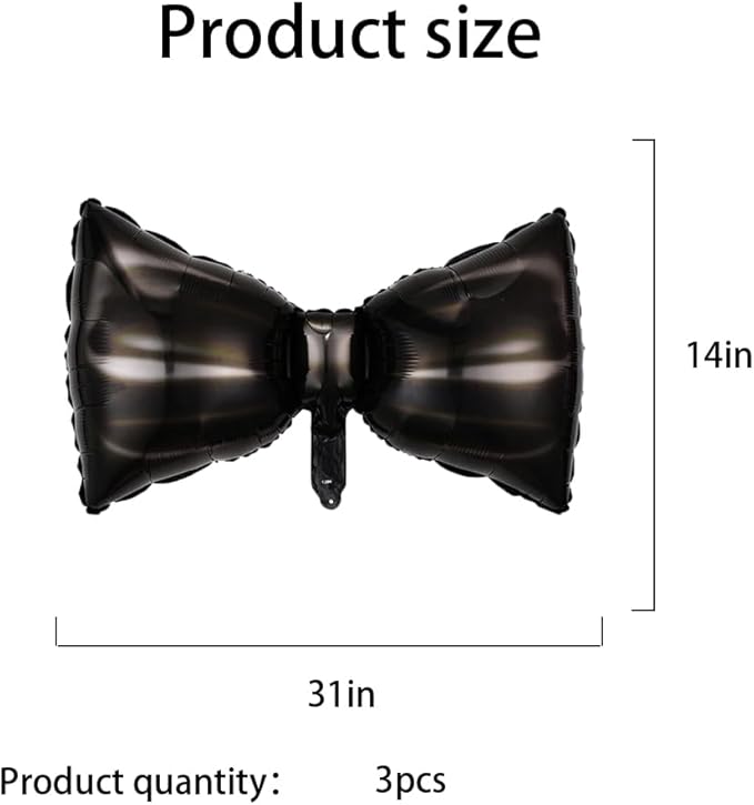 Bow Tie Balloons Father's Day Balloons Big Black Bow Tie Balloon for Father's Day Party Decorations Fathers Day Decor Supplies Ballons Arch Kits Party Balloon Sets 3pcs
