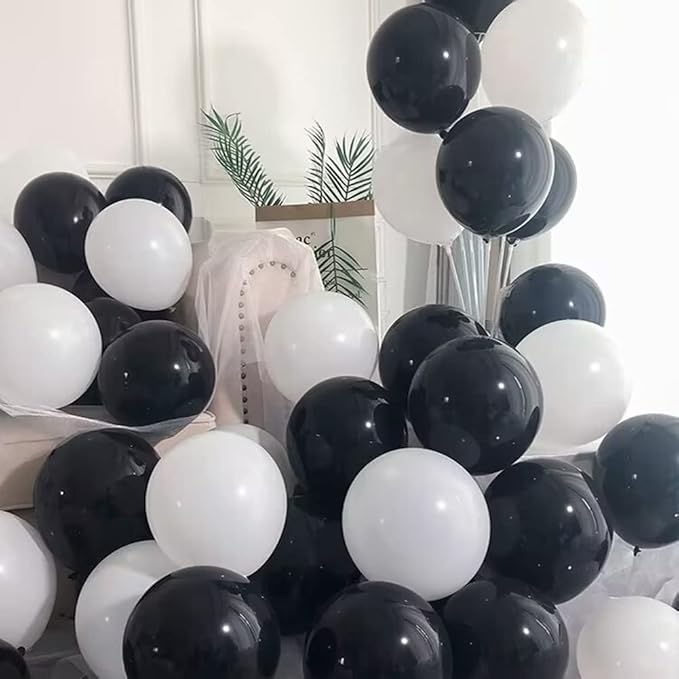 200 Pcs Black and White Balloons 5 Inch Latex Small Balloon Garland Arch Kit for Baby Shower Birthday Bridal Shower Wedding Anniversary Party Decorations
