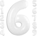 Number 6 Balloon 40 Inch, 6 7 Six Seven Birthday Decorations, 6th Birthday Balloon for Men Women, White 16 60 61 65 Numbers Balloons Party Wedding Events Decorations