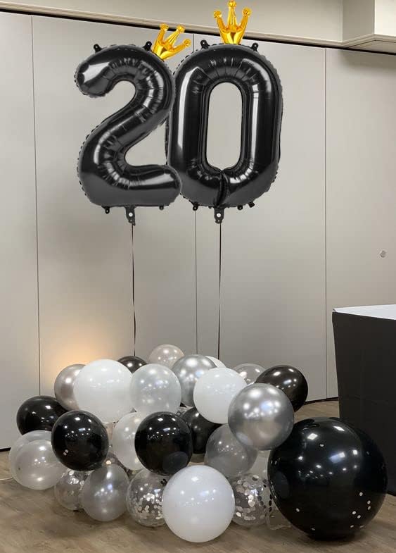 Black Number Balloon 40 Inch, 0 Number Balloons, 10 20 30 40 50 60 100 Numbers Balloon Birthday Decorations, Black Party Supplies for Women Men.
