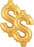 Set of 2 Gold Dollar Sign Jumbo 34" Foil Party Balloons