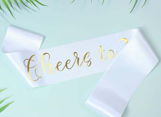 It's my 34th Birthday Sash for Women and Men,Cheers to 34,Happy 34th Birthday Sash White with Gold Foil Lettering.
