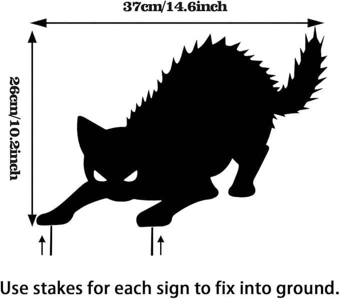 6Pack Halloween Black Cat Decorations Signs with Stakes Glow in the Dark Eyes，Scary Waterproof Cat Yard Lawn Signs for Patio Garden Outdoor Decor