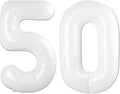White Number 50 Balloon 40 inch, Translucent 50 Number Balloons, 50th White Birthday Decorations for Women Men, 50 Year Old Party Supplies