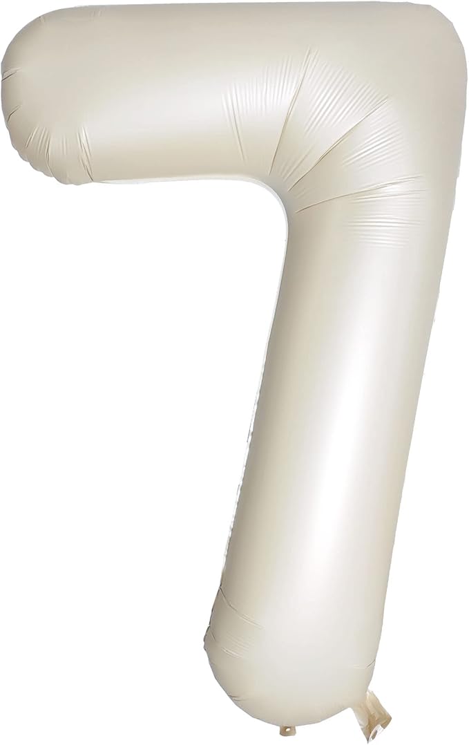 Number 7 Balloons White Sand Seven Balloon for 7 Year Old Birthday Decorations 40 Inches Cream White Large Numbers 7th Birthday Party Nude Ballons Beige 7 Digital Neutral Balloon Pearl White 7