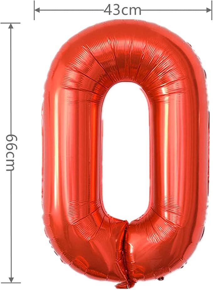 YPSelected 32 Inch Large Foil Helium Number Balloon Birthday Wedding Party 0-9 (Red, 0)