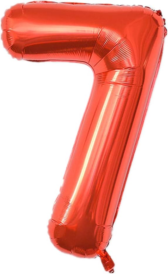 YPSelected 32 Inch Large Foil Helium Number Balloon Birthday Wedding Party 0-9 (Red, 7)