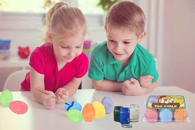 12-Pack Easter Egg Chalk, Sidewalk Chalk for Kids, Easter Basket Stuffers Gifts Fillers, Perfect For Easter Egg Hunt, Party Favors, 2.5" Inch