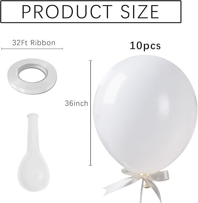 White Balloons Birthday Decorations 10 Pack 36 inch Round Wedding Ballons for White Themed Wedding Graduation Birthday Party Backdrop 4th of July Decorations Independence Day
