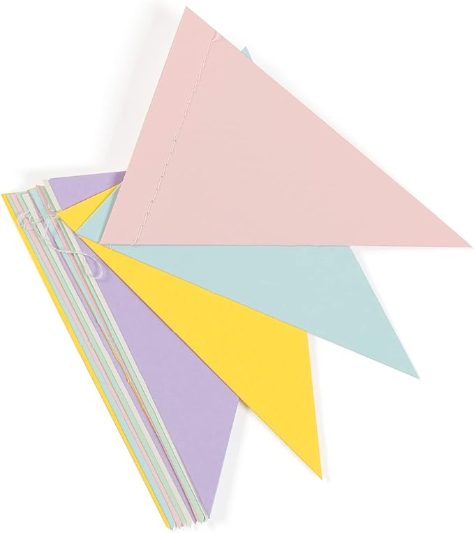 Pastel-Rainbow Party-Decorations Banner,2 Pack Baby Shower Decorations for Girl Birthday Paper Triangle Pennant Flags Streamers,Bachelorette Wedding Engagement Decor Lasting Surprise