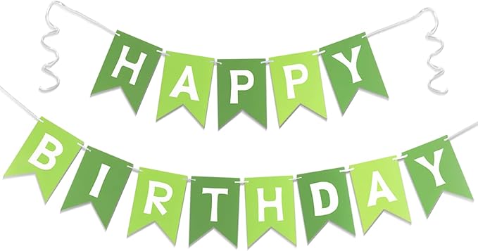 Happy Birthday Banner, Birthday Flag Bunting for Birthday Party Backdrop Decor, Happy Birthday Sign Party Supplies for Girls Boys Kids and Women Hanging Decorations (Green)