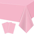 MRJ 3 Pack Pink Plastic Tablecloths for Rectangle Tables Disposable Table Cloth 54 x 108 Inch Waterproof for Girls Party Picnic Valentines
